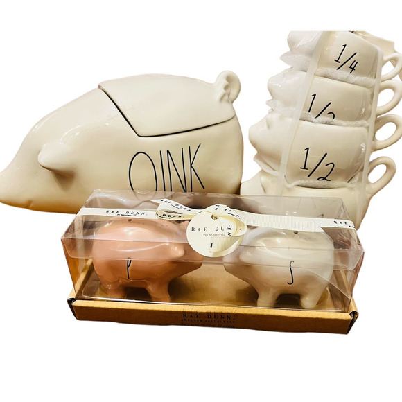 Rae Dunn Oink /Measuring cups / Salt and pepper piggy